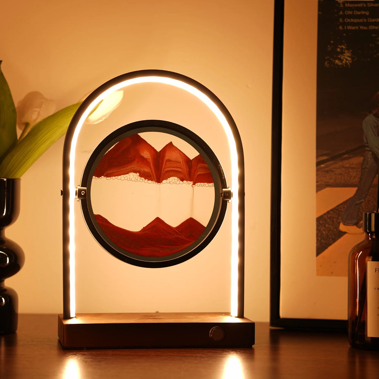 LED Sand Art Lamp with Wireless Charger